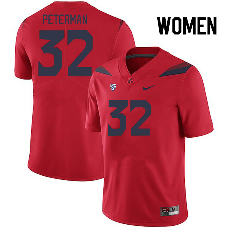 Women #32 Cash Peterman Arizona Wildcats College Football Jerseys Stitched Sale-Red